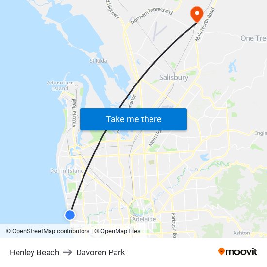 Henley Beach to Davoren Park map