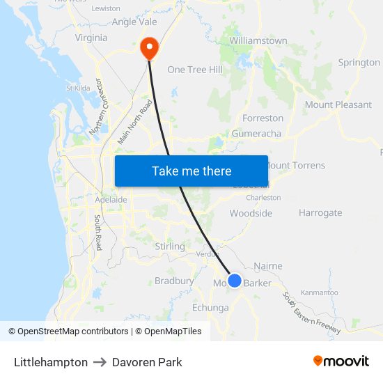 Littlehampton to Davoren Park map