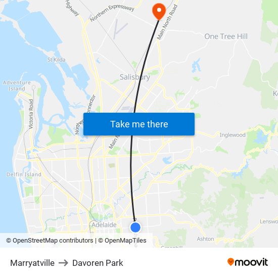 Marryatville to Davoren Park map