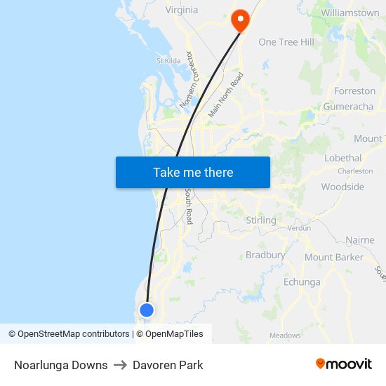 Noarlunga Downs to Davoren Park map