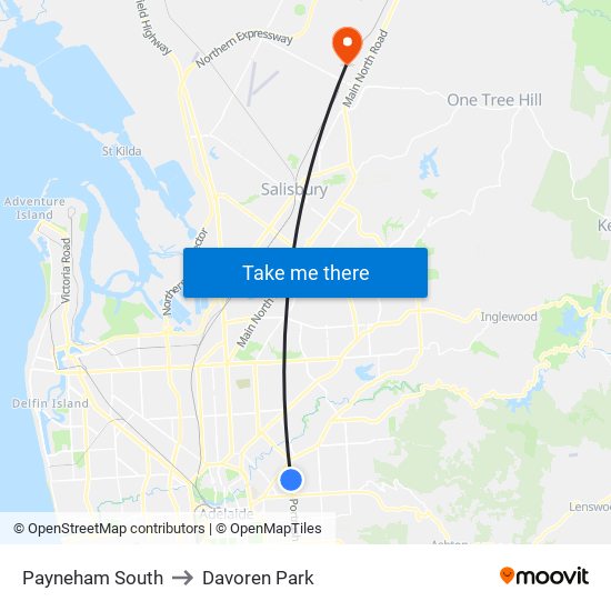 Payneham South to Davoren Park map