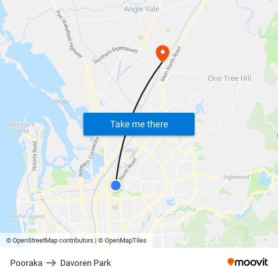 Pooraka to Davoren Park map