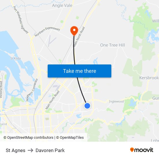 St Agnes to Davoren Park map