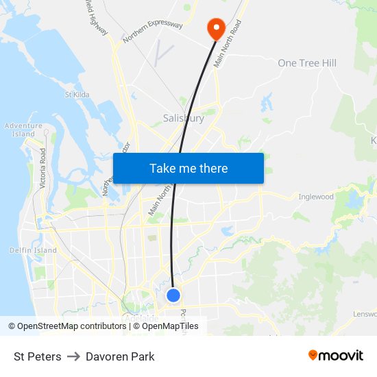 St Peters to Davoren Park map