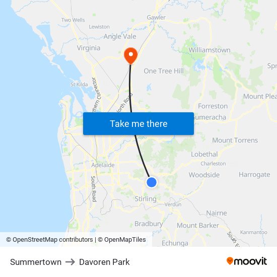 Summertown to Davoren Park map