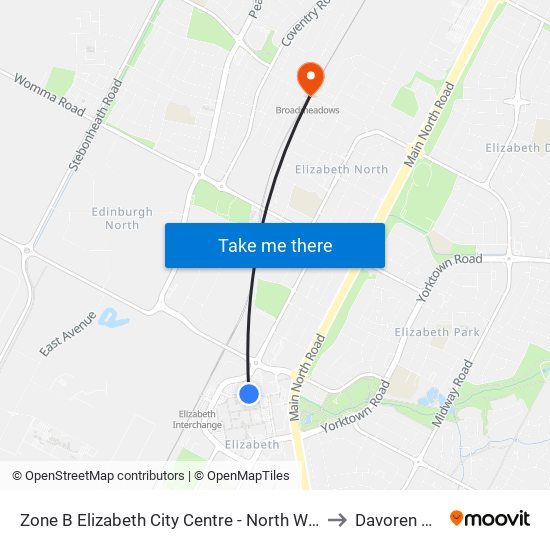 Zone B Elizabeth City Centre - North West side to Davoren Park map
