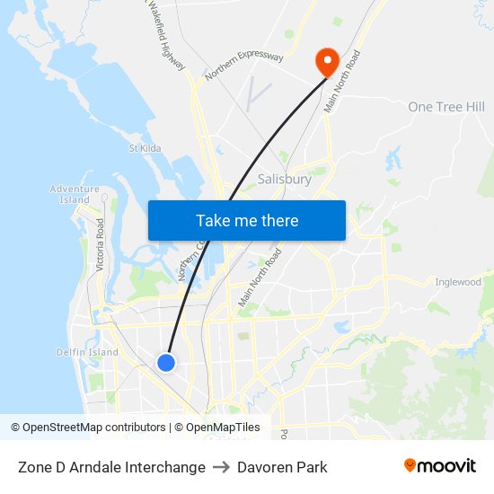 Zone D Arndale Interchange to Davoren Park map
