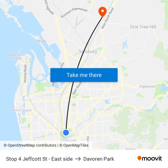 Stop 4 Jeffcott St - East side to Davoren Park map