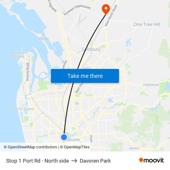 Stop 1 Port Rd - North side to Davoren Park map