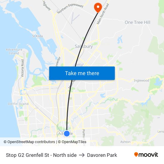 Stop G2 Grenfell St - North side to Davoren Park map