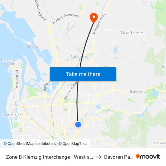 Zone B Klemzig Interchange - West side to Davoren Park map