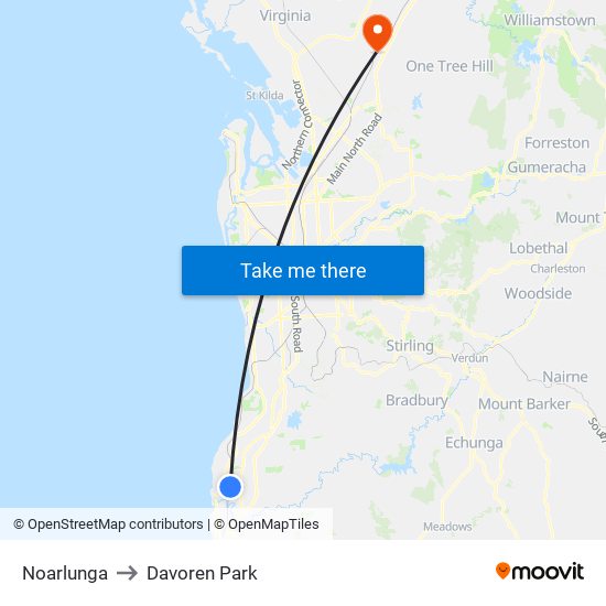 Noarlunga to Davoren Park map