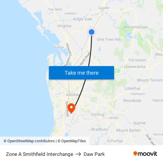Zone A Smithfield Interchange to Daw Park map