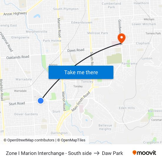 Zone I Marion Interchange - South side to Daw Park map