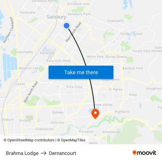 Brahma Lodge to Dernancourt map