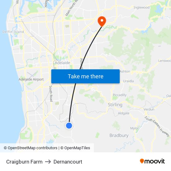 Craigburn Farm to Dernancourt map