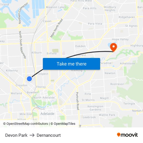 Devon Park to Dernancourt map