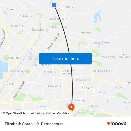 Elizabeth South to Dernancourt map