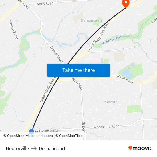 Hectorville to Dernancourt map