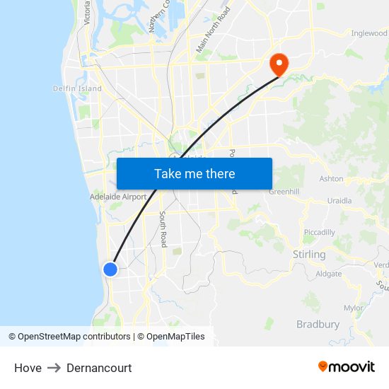 Hove to Dernancourt map