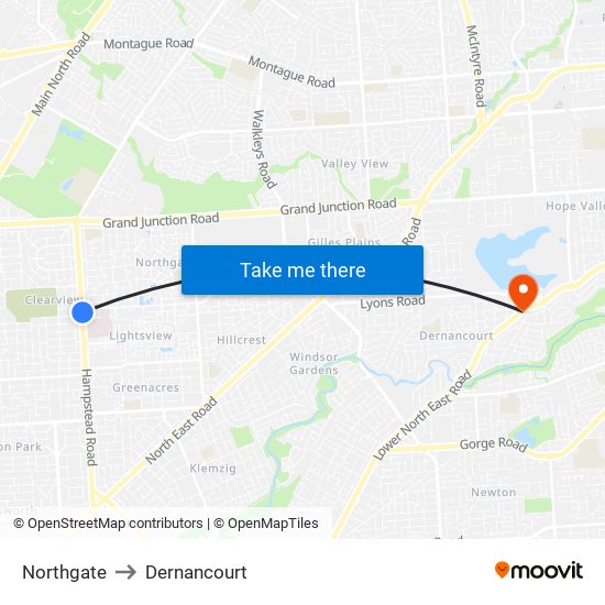 Northgate to Dernancourt map