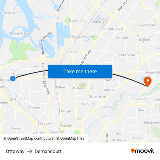 Ottoway to Dernancourt map