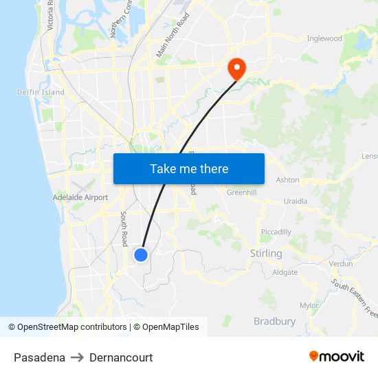 Pasadena to Dernancourt map