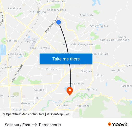 Salisbury East to Dernancourt map