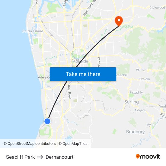 Seacliff Park to Dernancourt map