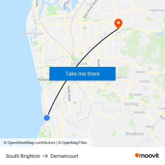 South Brighton to Dernancourt map