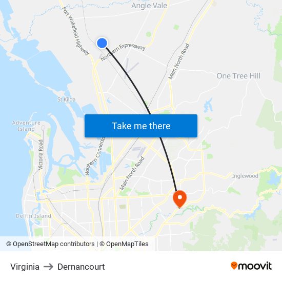 Virginia to Dernancourt map