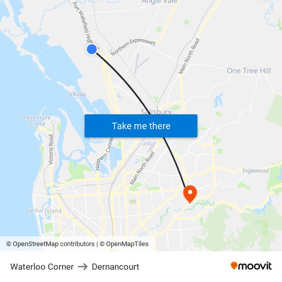 Waterloo Corner to Dernancourt map