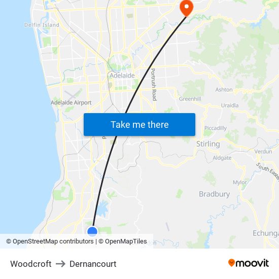 Woodcroft to Dernancourt map