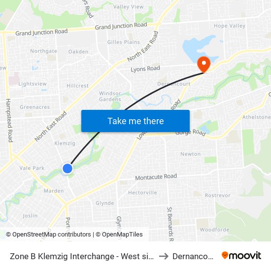 Zone B Klemzig Interchange - West side to Dernancourt map