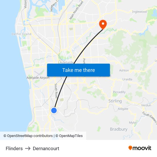 Flinders to Dernancourt map