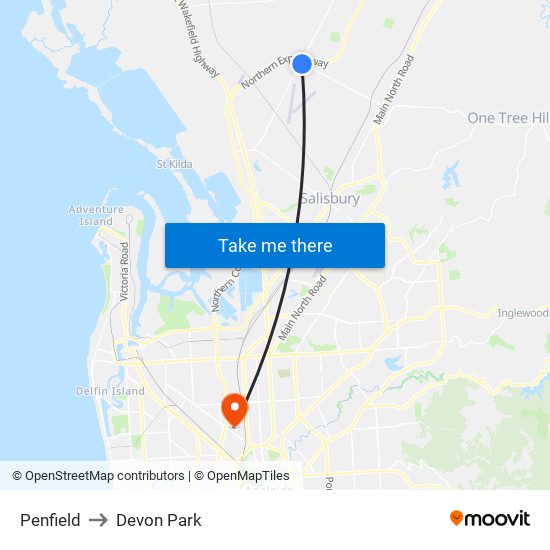 Penfield to Devon Park map