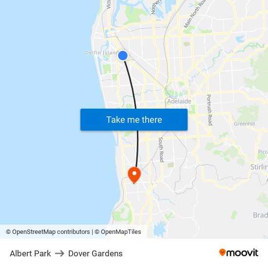 Albert Park to Dover Gardens map