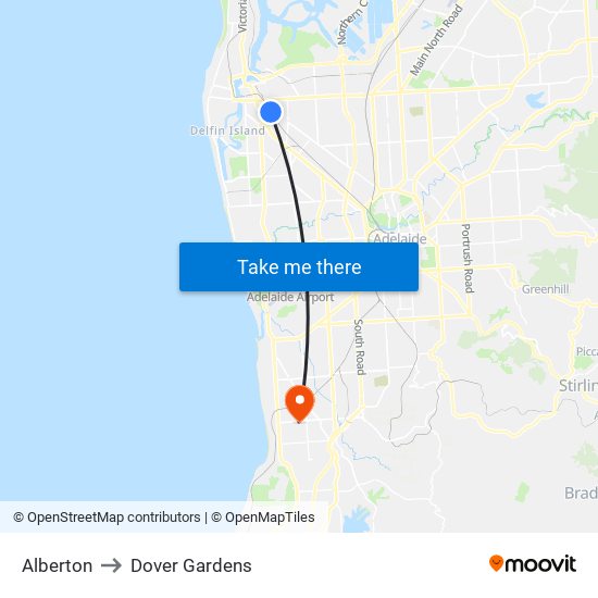 Alberton to Dover Gardens map