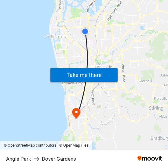 Angle Park to Dover Gardens map