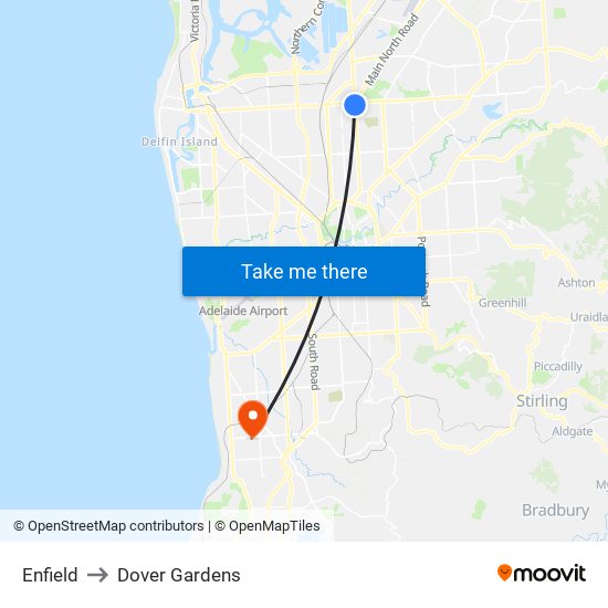 Enfield to Dover Gardens map