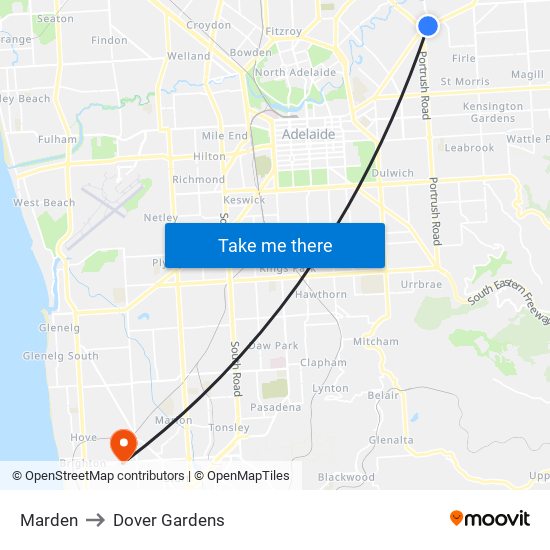 Marden to Dover Gardens map