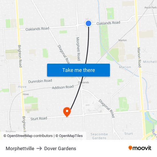 Morphettville to Dover Gardens map