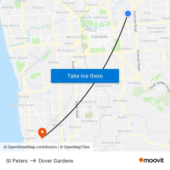 St Peters to Dover Gardens map