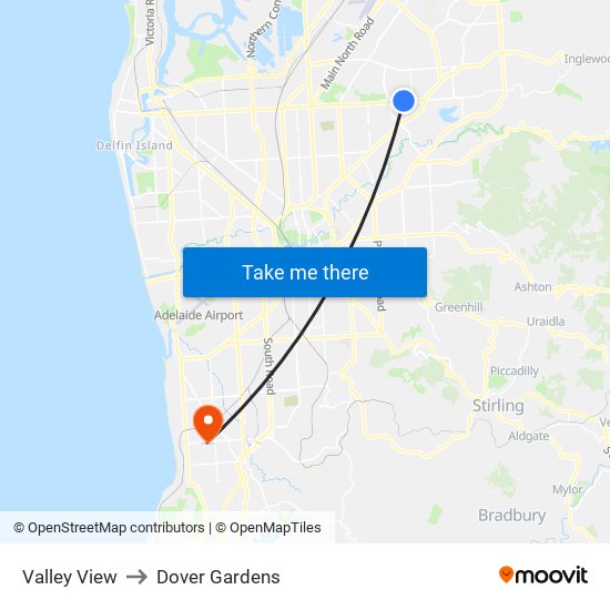 Valley View to Dover Gardens map