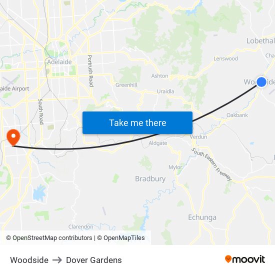 Woodside to Dover Gardens map