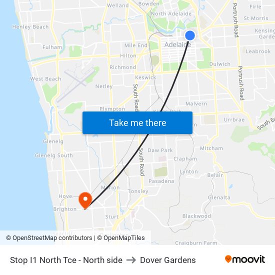 Stop I1 North Tce - North side to Dover Gardens map