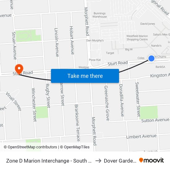 Zone D Marion Interchange - South side to Dover Gardens map