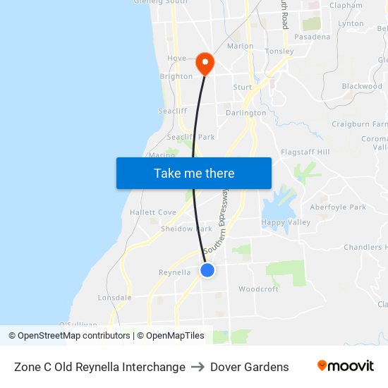 Zone C Old Reynella Interchange to Dover Gardens map