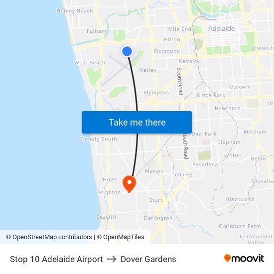 Stop 10 Adelaide Airport to Dover Gardens map