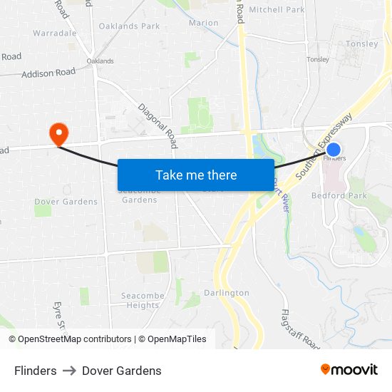 Flinders to Dover Gardens map